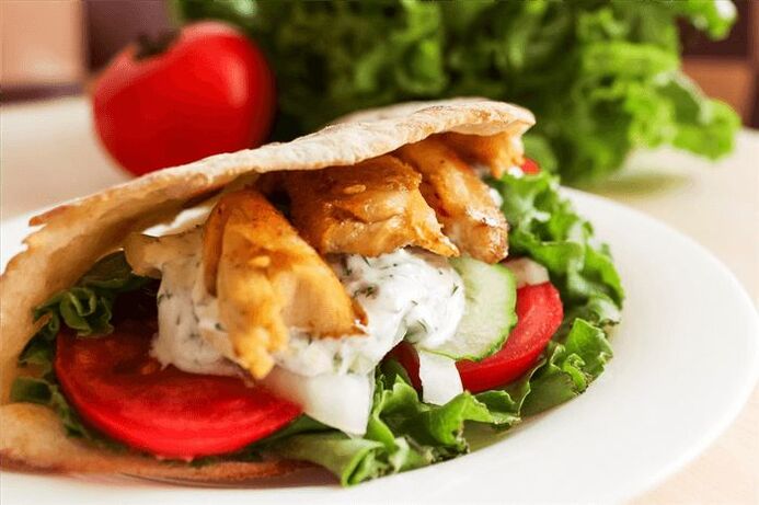 pita aux légumes et poitrine de poulet